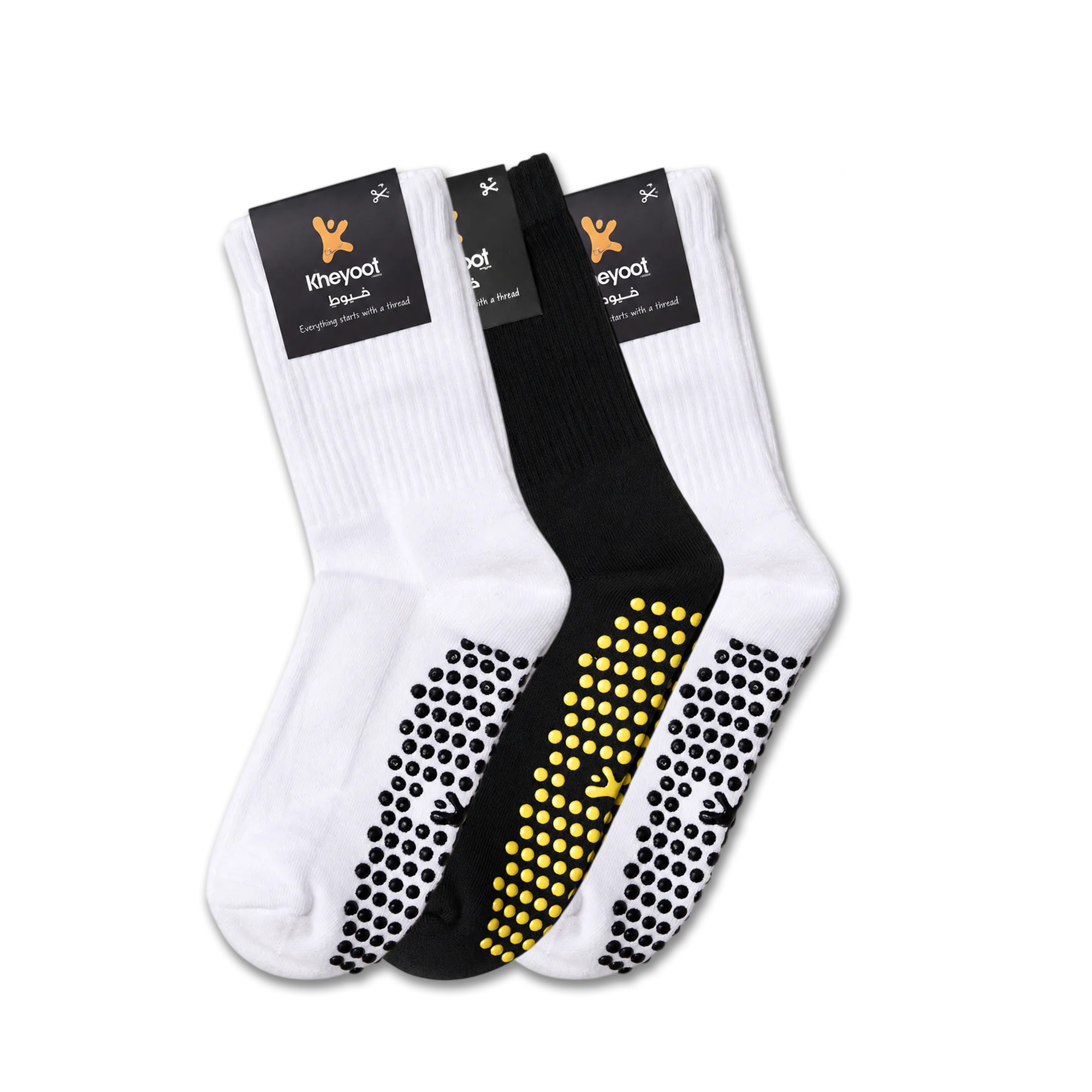 Kheyoot™ Freesize Silicon Grip 3 Socks white Bundles